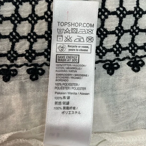 Topshop Linen Graphic Miniskirt Black and White - Picture 6 of 7